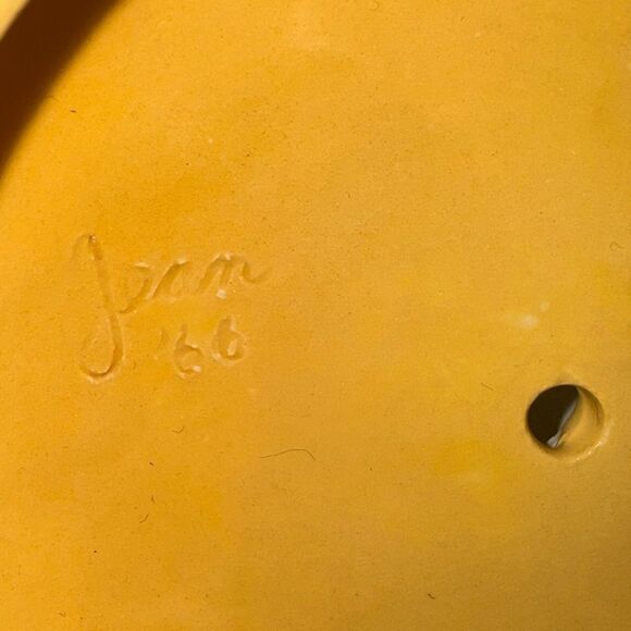Homemade 1966 vintage ceramic cheese server with mouse topper lid